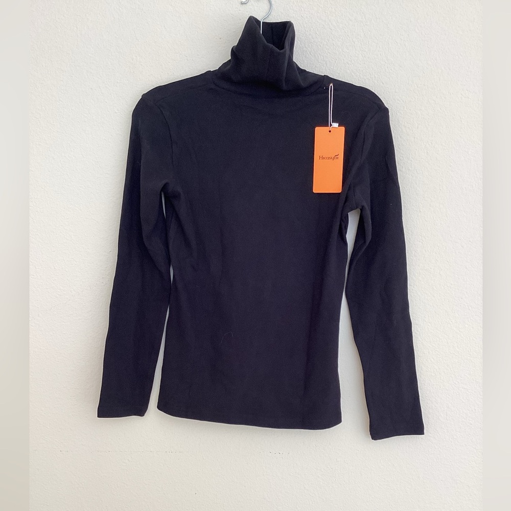 Heasyfit Thermal Undewear Black Long Sleeve Turtleneck Top SZ S